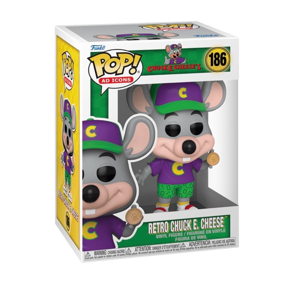 Retro Chuck E Cheese Funko Pop Vinyl Figure #186 NIB Vaulted Mascot Collectible - Picture 2 of 2